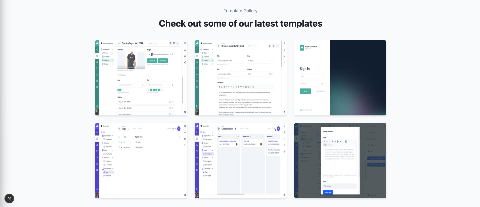 Preview of the gallery section